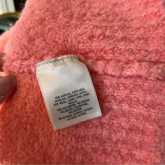 Anthropologie Moth Boucle Wool Alpaca Blend Mock Neck Sweater Sz XS Coral Pink - Picture 5 of 7